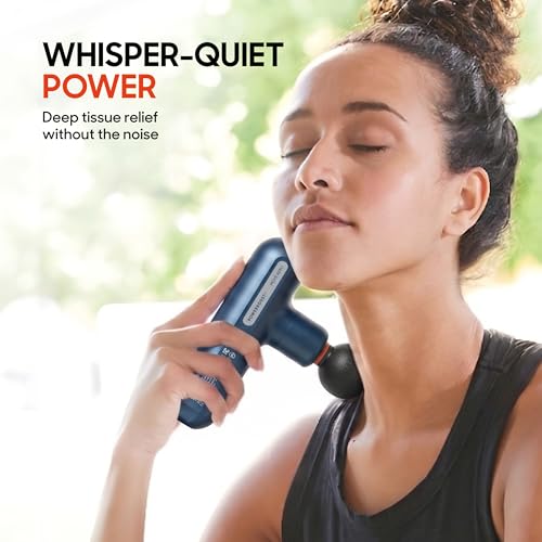 Sharper Image Powerboost Move Aero [New 2026 Version] Mini Deep Tissue Percussion Massage Gun| Muscle Recovery & Pain Relief Massage Tool| Full Body Back & Shoulder Massager| Travel Gift for Men Women - color: Metallic Navy