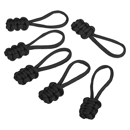 PATIKIL Zipper Pulls Replacement, 6 Pack Extension Cord Handle Fix Pull Tab Extender Fixer Slider Head Repair Kit for Luggage Backpack Jacket, Black - color: Black
