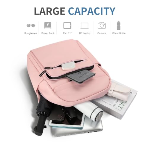 16 Inch Laptop Backpack for Men, Business Work Backpack for Everyday Commute, Waterproof Travel Office Computer Bag, Pink - color: Pink Soft Sheel