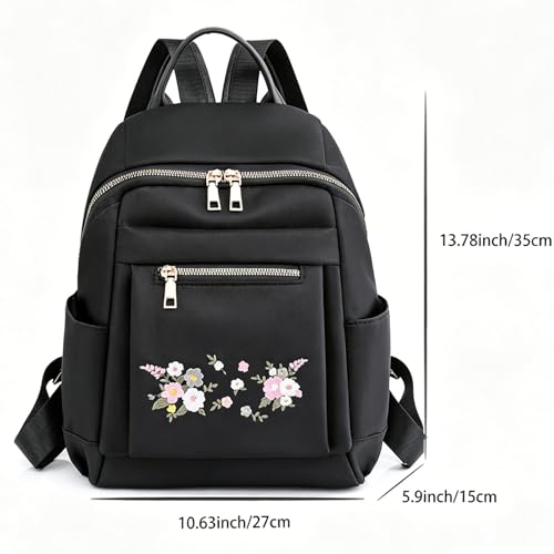 Travel Backpack Purse for Women Ladies Small Casual Daily Daypack, Water-Resistant Mini Fashion Cute Bookbag for Woman Lady, Lightweight Anti-theft Trendy Shoulder Handbag Satchel Bags, Black