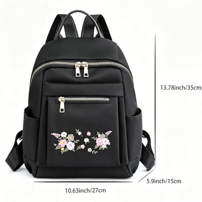 Travel Backpack Purse for Women Ladies Small Casual Daily Daypack, Water-Resistant Mini Fashion Cute Bookbag for Woman Lady, Lightweight Anti-theft Trendy Shoulder Handbag Satchel Bags, Black