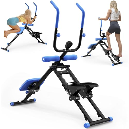 Stair Stepper and Ab Machine 2-in-1 Folding Vertical Climber Exercise Machine & Ab Workout Equipment Quickly Switch, Home Gym Equipment for Full Body Cardio Workout, 300LBS Capacity - color: Blue