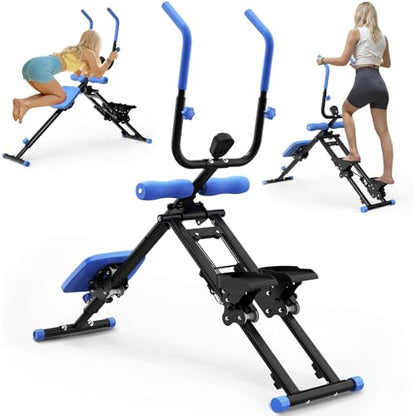 Stair Stepper and Ab Machine 2-in-1 Folding Vertical Climber Exercise Machine & Ab Workout Equipment Quickly Switch, Home Gym Equipment for Full Body Cardio Workout, 300LBS Capacity - color: Blue