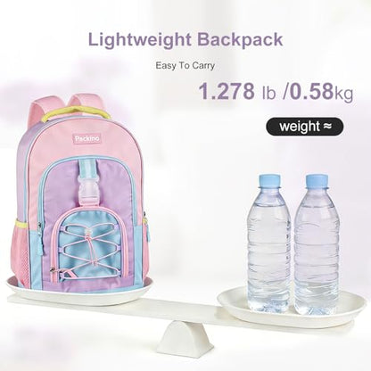 School Backpack for Teen Girls Bookbags, Large Capacity Water Resistant Laptop Bags Elementary High School Women Travel Daypacks - color: Pink&blue