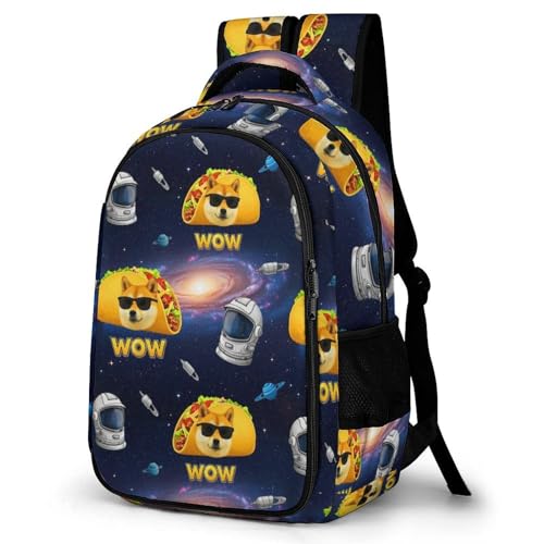 Travel Backpack Purse for Women, Galaxy Space Shiba Inu Dog Cute Laptop Backpack with Tumbler Holder for Nurse Teacher College Work Casual Daypack - color: Pattern (272)