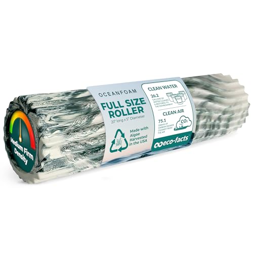 Oceanfoam Tidal Roller - Hunter Marbled - Muscle Massage Foam Roller for Back Pain & Stretching - Firm and Ergonomic Wide Wave Textured - Yoga, Athletics, & Wellness - Full Size, 20" x 5" - color: Hunter Marbled