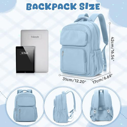 Backpack for Women Men Lighweght Casual Daypack Classic Waterproof Travel Daypack - color: Light Blue