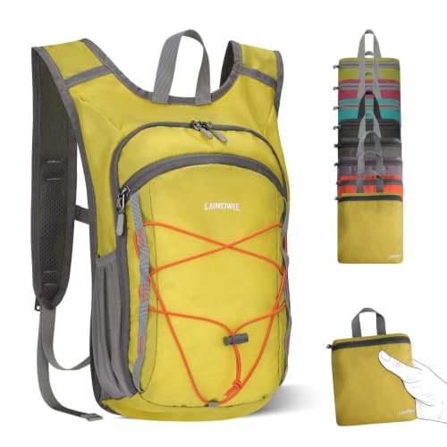 Small Hiking Backpack 13L Lightweight Foldable Travel Daypack for Men Women - color: Yellow