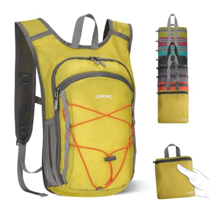 Small Hiking Backpack 13L Lightweight Foldable Travel Daypack for Men Women - color: Yellow