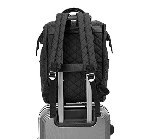 Kinmac Wide Open Style Laptop Backpack Travel Outdoor Backpack For Laptop Up to 15.6 Inch (Black Embroidery) - color: Black Embroidery（open Wide）