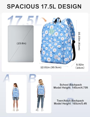VASCHY Backpack for School, Lightweight Water Resistant Bookbag Casual Daypack for Women/Teen Girls Daisy - color: Z-daisy