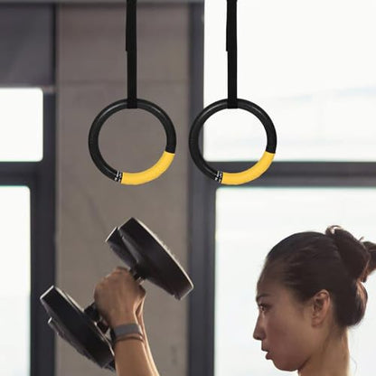 ULTECHNOVO Adjustable Pull Exercise Rings 1 Pair with 0.5m Large Round Rings and Straps for Indoor Fitness, Calisthenics, Strength Training, and Core Workout