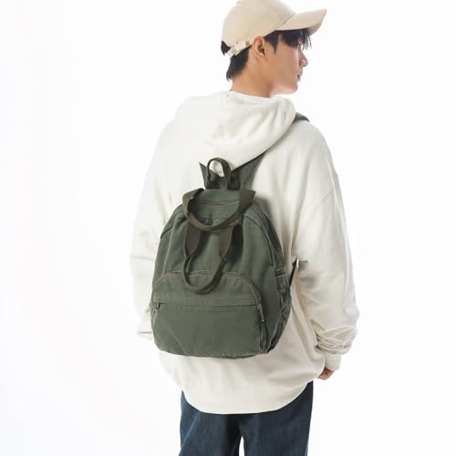 MaxxCloud Unisex Casual Canvas Laptop Backpack,Lightweight Work Daypack Travel Bag,Men Women Top Handle Rucksack - color: Green