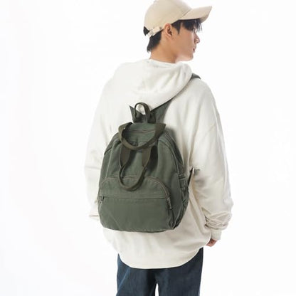 MaxxCloud Unisex Casual Canvas Laptop Backpack,Lightweight Work Daypack Travel Bag,Men Women Top Handle Rucksack - color: Green