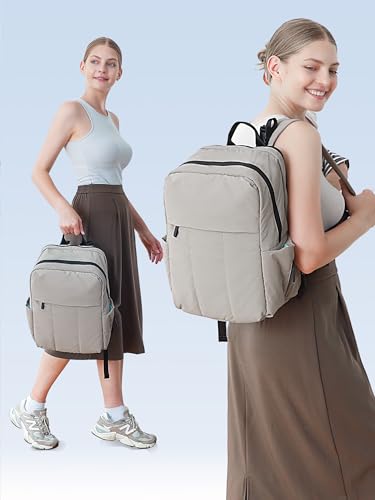 MOMINSIDE Diaper Bag Backpack - Large Puffer Diaper Bag - Neoprene Diaper Bag Quilted Baby Bag, Large Changing Pad, 15 Pockets, Lightweight, Grey - color: Grey