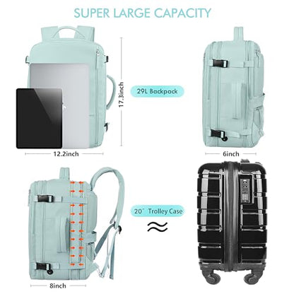 Beraliy Large Travel Backpack for Women Airline Approved, Carry On Backpack, 17 Inch Laptop Backpack, Personal Item Bag Casual Daypack Backpacks, Mint Green - color: Mint Green, size: X-Large