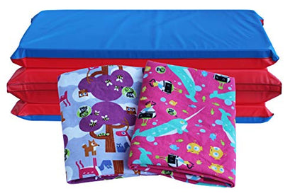 KinderMat + PBS Kids Friends Kit - 1.5" Thick Full Nap Mat and 2 Washable Covers - 47" x 22", Narwhal Expedition and Woodland Friends - Value Bundle Great for Daycare & Family Households - color: Narwhal Expedition + Woodland Friends Bundle 1.5 Inch