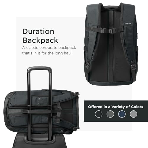 TravisMathew Duration Backpack with Laptop Sleeve, Black | Water-Resistant, For Work, Travel, Hiking, School - color: Black