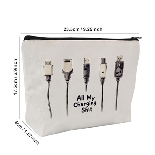 Plugs Cables & Chargers - Makeup Bag for Women Travel - Zipper Cosmetic Storage Bag with Vibrant Designs, Soft Fabric & Multi-Use Functionality (Gift for Birthdays, Graduation, Christmas) (Style I) - style: Style I