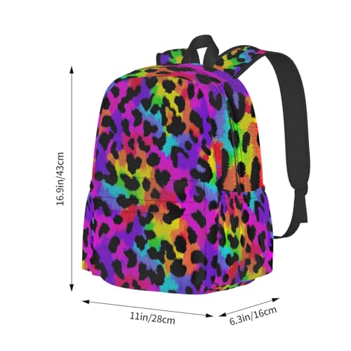 cfpolar 17 Inch Backpack Rainbow Leopard Animal Laptop Bag Shoulder Bag School Bookbag Casual Daypack For Boys Girls,A-14 - color: D-14