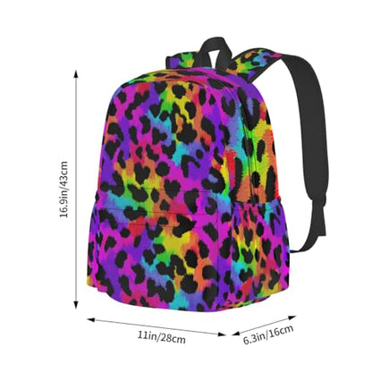 cfpolar 17 Inch Backpack Rainbow Leopard Animal Laptop Bag Shoulder Bag School Bookbag Casual Daypack For Boys Girls,A-14 - color: D-14