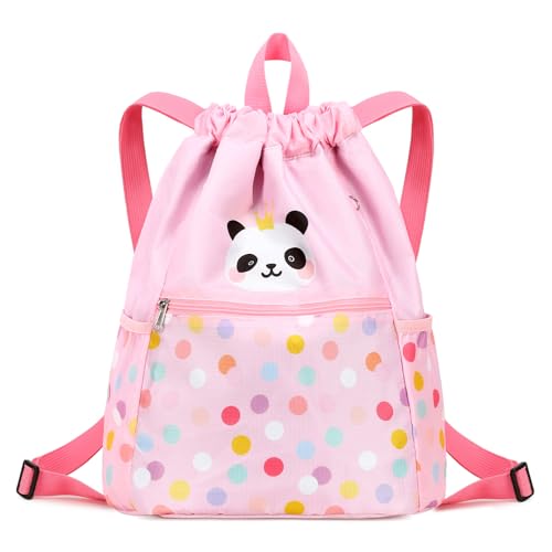 Waterproof Drawstring Bag, Drawstring Backpack, Gym Bag Sackpack Sports Backpack for Women Girls Cute Panda Pink - color: Panda Pink