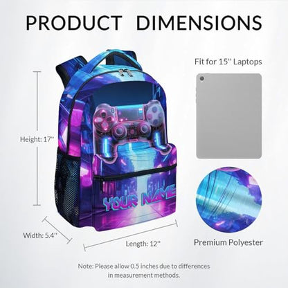 Custom Gaming Backpack for Boys - Personalized 17 Inch Kids Toddlers Bookbag, Large Capacity Lightweight Gamer Schoolbag for School Travel Camping - color: Clear