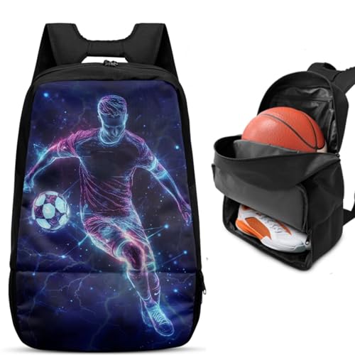 Basketball Backpack With Separate Ball Compartment And Shoes Fit Basketball Volleyball Football - color: Football Player