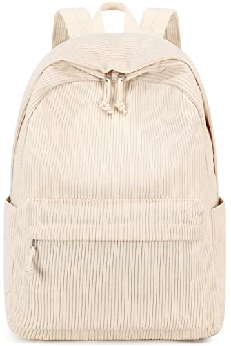 Bluboon School Backpack for Teen Girls Bookbags Elementary High School Corduroy Laptop Bags Women Travel Daypacks - color: Corduroy Beige