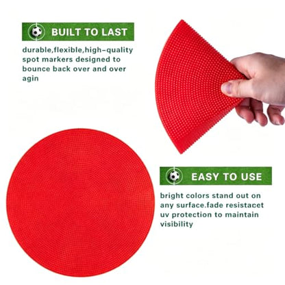 Poly Spot Markers 4inch/9 inch Non-Slip Rubber Agility Markers Flat Field Cones Floor Dots for Football, Soccer, Basketball Training Markers, School Activities, Exercise Drills, Social Distancing - style: 9inch 12Pcs(Red)