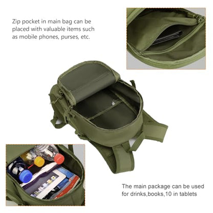 ArcEnCiel 10L/20L Mini X-Small Tactical Backpack MOLLE Daypack Gear Pack Camping Bag with Patch - color: Green, size: 20L