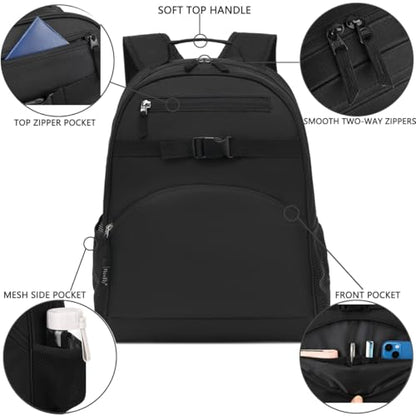 FlowFly Kids Backpack for Toddler Boys Girls, Simple Lightweight Bookbag for Daycare Kindergarten Elementary School Travel, Small Modern Bag (Large, Black) - color: Black, style: Kids Large: 17l