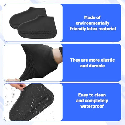 Waterproof Shoe Covers Reusable,3 Pairs Shoe Covers Reusable Waterproof,to Prevent Rain Into Shoes,Shoes Protector Cover One Size Fits All for People Outdoor Cycling Hikin