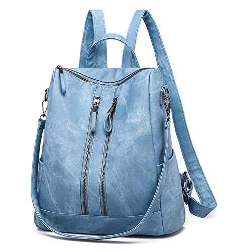 Backpack Purse for Women, Women Backpack Purse Small Leather Waterproof Anti-theft Shoulder Bags Handbags Ladies - color: Double Zipper Blue