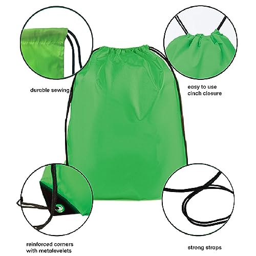 Drawstring Backpack Bulk 20 Pcs Draw String Backpack Bags DIY Gym Sports Traveling Yoga Cinch Bag Sackpack Drawstring (Green) - color: Green