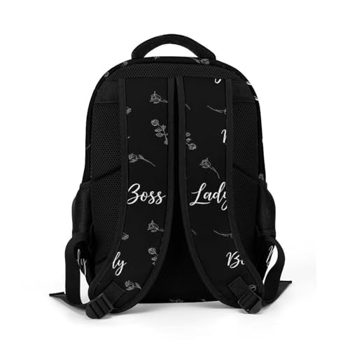 Business Laptop Backpack Rose Boss Lady White Black, Waterproof Travel Anti Theft Computer Bag with Water Bottle Pockets Gifts for Men Women - color: Pattern (341)