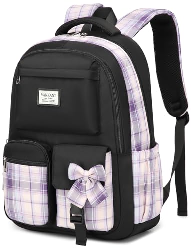 Girls Backpack Teen Girls Bookbag, Big Student School Backpack for Middle High School College Women Cute Schoolbag for Kids Teenage Back Pack (Black Purple) - color: Black Purple, size: 15.6in