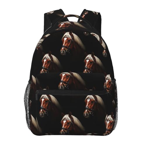 Stylish Travel Backpack Horse Black, Commuter Daypack with Laptop Compartment for Work, Trips and Gym - color: Pattern (270)