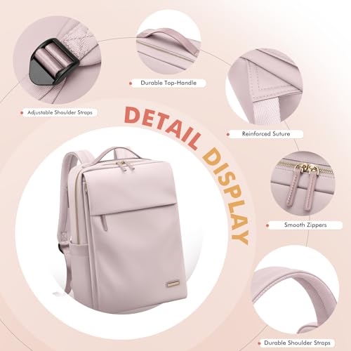 GOLF SUPAGS Travel Laptop Backpack for Women Airline Approved for Work College Travel Multi-Functional Casual Daypack Teacher Nurse Bags Fits 15.6 Inch Notebook (Pinkish Grey) - color: Pinkish Grey