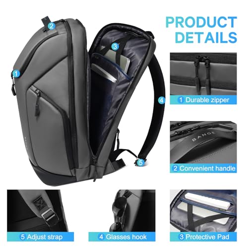FUTURE AESTHETICS Business Commute Backpack for Men and Women, Waterproof 15.6 Inch Laptop Backpack, Durable Flight-Approved Travel Backpack for Work/College,Grey - color: Grey
