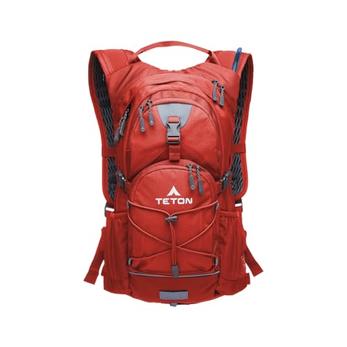Teton Oasis/Trailrunner Hydration Backpack – Lightweight Water Pack with 2L/3L Bladder for Hiking, Running, Cycling, Biking 18L/22L Sizes – Sewn-in Rain Cover – Fits Men and Women - color: Stark Red, size: 18 Liters