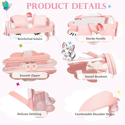 AO ALI VICTORY Clear Girls Backpacks Heavy Duty PVC Transparent Cute Backpack for Kids Toddler Girls Preschool Bookbags Elementary School Bag See Through Casual Travel Daypack, Pink - color: Pink