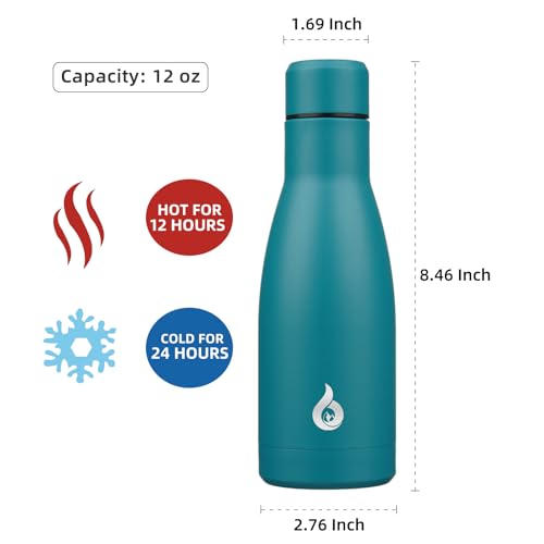 BJPKPK 12 oz Small Water Bottle, Reusable Insulated Stainless Steel Flask - color: Laguna, size: 12 Ounces