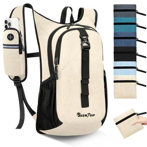Seektop 15L Small Hiking Backpack for Women Men, Lightweight Hiking Daypack - color: Beige, size: 20L
