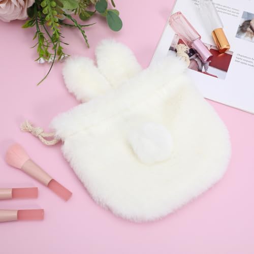 Lurrose Drawstring Makeup Bag: Plush Bunny Bags for Girls - Kawaii Drawstring Pouch - Travel Toiletry Pouch for Women - size: Full Size