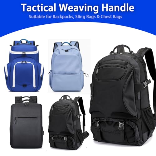 2 Pack Tactical Weaving Handle with Buckle Ends Tactical System Molle-Backpacks Straps Accessories for Backpacks Sling Bags & Chest Strap Reliable Backpack Accessories Multifunction Bag Handle