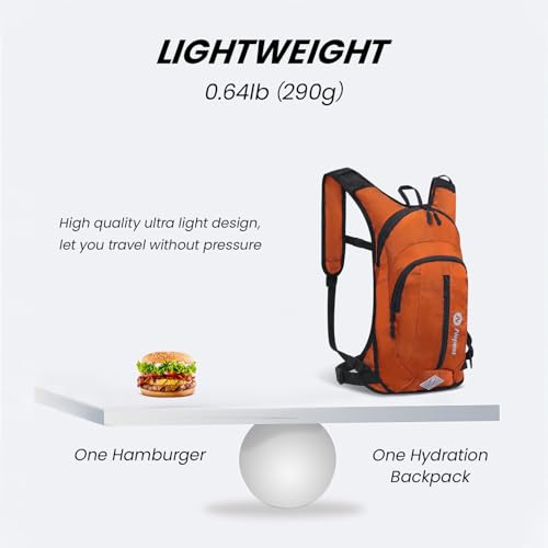 Nepest Hydration Pack Backpack for Women & Men, Lightweight Water Backpack with 2L Water Bladder for Hiking Cycling Running Biking - color: Orange