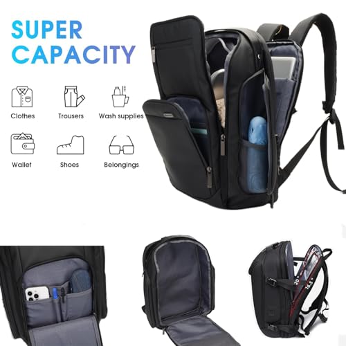 40L Laptop Backpack, Carry-On Weekender Bag with USB Port & TSA Lock, 17.3 Inch Business Travel Backpack for Men, Expandable Overnight Bag with Large Capacity & Flight Approved Design - color: 20174-black