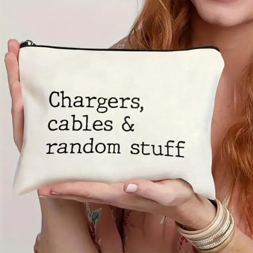 Plugs Cables & Chargers - Makeup Bag for Women Travel - Zipper Cosmetic Storage Bag with Vibrant Designs, Soft Fabric & Multi-Use Functionality (Gift for Birthdays, Graduation, Christmas) (Style B) - style: Style B