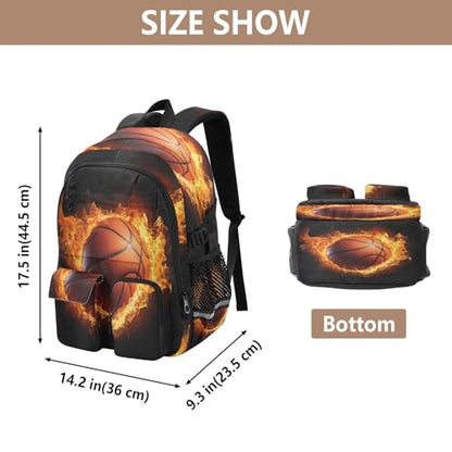 Bolaz Flame Basketball Travel Backpack 14 Inch Laptop Computer Bag Sturdy School Bag College Bookbag